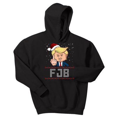 FJB Anti Biden Trump Flicking Off Ugly Christmas Kids Hoodie