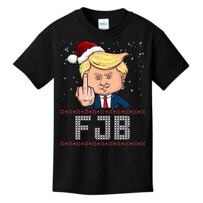 FJB Anti Biden Trump Flicking Off Ugly Christmas Kids T-Shirt