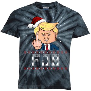 FJB Anti Biden Trump Flicking Off Ugly Christmas Kids Tie-Dye T-Shirt