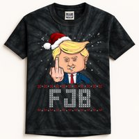 FJB Anti Biden Trump Flicking Off Ugly Christmas Kids Tie-Dye T-Shirt