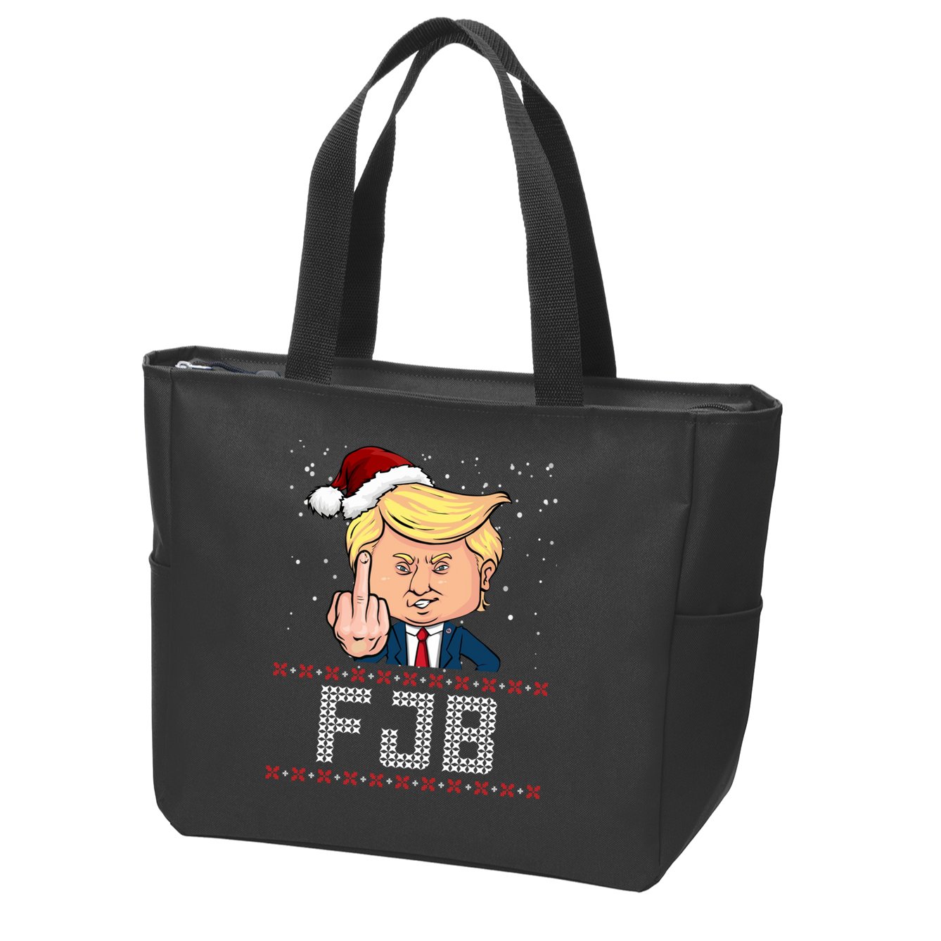 FJB Anti Biden Trump Flicking Off Ugly Christmas Zip Tote Bag