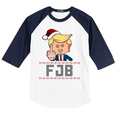 FJB Anti Biden Trump Flicking Off Ugly Christmas Baseball Sleeve Shirt