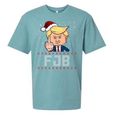 FJB Anti Biden Trump Flicking Off Ugly Christmas Sueded Cloud Jersey T-Shirt