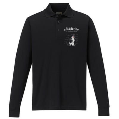 Funny Anatomy Border Collie Dog Lover Performance Long Sleeve Polo