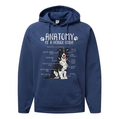 Funny Anatomy Border Collie Dog Lover Performance Fleece Hoodie