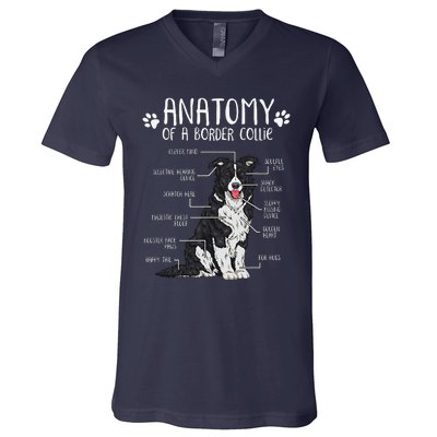 Funny Anatomy Border Collie Dog Lover V-Neck T-Shirt