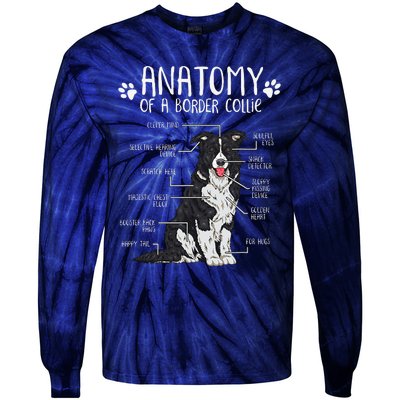 Funny Anatomy Border Collie Dog Lover Tie-Dye Long Sleeve Shirt