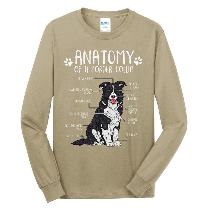 Funny Anatomy Border Collie Dog Lover Tall Long Sleeve T-Shirt