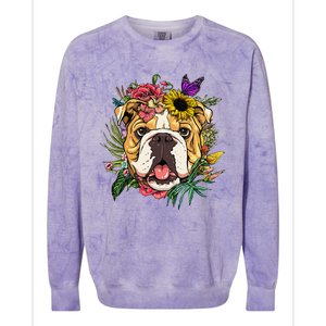 Floral American Bulldog Botanical Plant Flower Dog Lover Colorblast Crewneck Sweatshirt