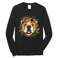 Floral American Bulldog Botanical Plant Flower Dog Lover Long Sleeve Shirt