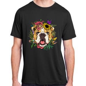 Floral American Bulldog Botanical Plant Flower Dog Lover Adult ChromaSoft Performance T-Shirt