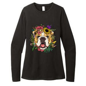 Floral American Bulldog Botanical Plant Flower Dog Lover Womens CVC Long Sleeve Shirt