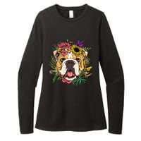 Floral American Bulldog Botanical Plant Flower Dog Lover Womens CVC Long Sleeve Shirt