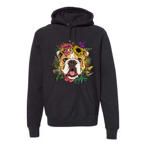 Floral American Bulldog Botanical Plant Flower Dog Lover Premium Hoodie