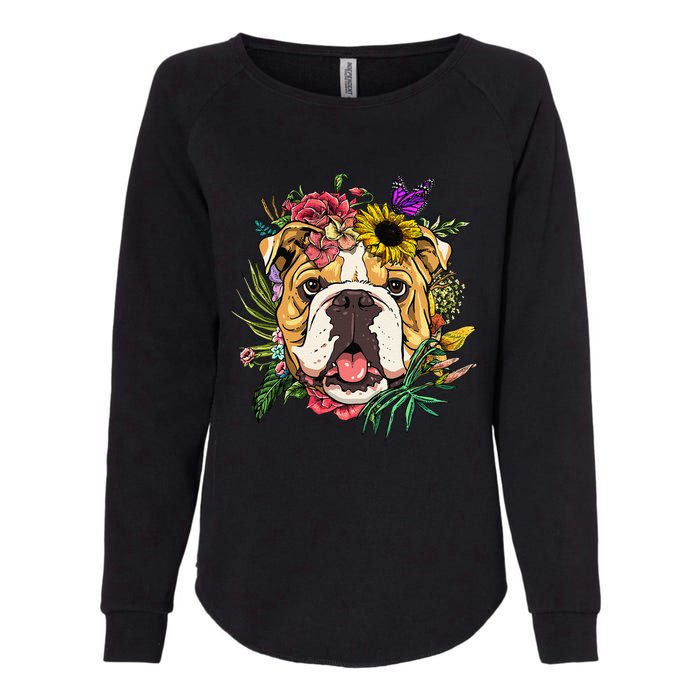 Floral American Bulldog Botanical Plant Flower Dog Lover Womens California Wash Sweatshirt