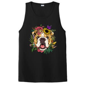 Floral American Bulldog Botanical Plant Flower Dog Lover PosiCharge Competitor Tank