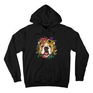 Floral American Bulldog Botanical Plant Flower Dog Lover Tall Hoodie