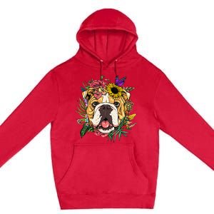 Floral American Bulldog Botanical Plant Flower Dog Lover Premium Pullover Hoodie