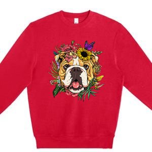 Floral American Bulldog Botanical Plant Flower Dog Lover Premium Crewneck Sweatshirt