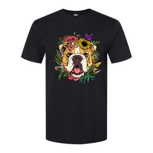 Floral American Bulldog Botanical Plant Flower Dog Lover Softstyle CVC T-Shirt