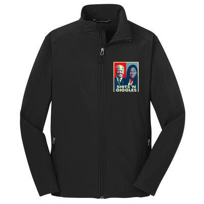 Funny Anti Biden Harris Shits N Giggles Political Core Soft Shell Jacket