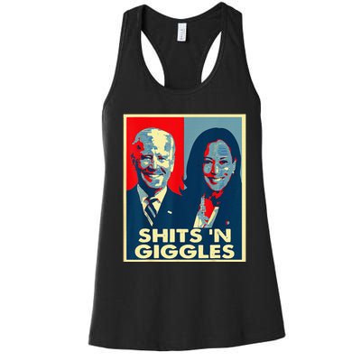 Funny Anti Biden Harris Shits N Giggles Political Women's Racerback Tank