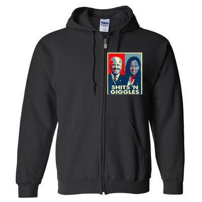 Funny Anti Biden Harris Shits N Giggles Political Full Zip Hoodie