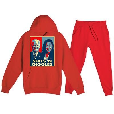 Funny Anti Biden Harris Shits N Giggles Political Premium Hooded Sweatsuit Set