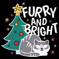 Furry And Bright Funny Cute Christmas Cat Drawstring Bag