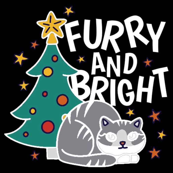 Furry And Bright Funny Cute Christmas Cat Drawstring Bag