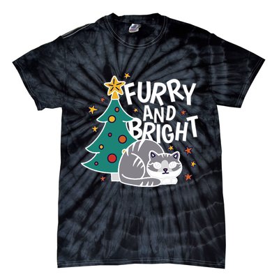 Furry And Bright Funny Cute Christmas Cat Tie-Dye T-Shirt