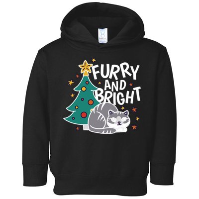 Furry And Bright Funny Cute Christmas Cat Toddler Hoodie