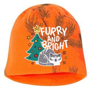 Furry And Bright Funny Cute Christmas Cat Kati - Camo Knit Beanie