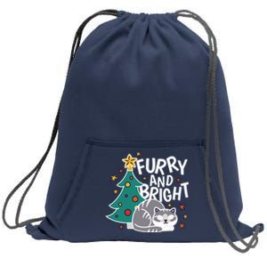 Furry And Bright Funny Cute Christmas Cat Sweatshirt Cinch Pack Bag