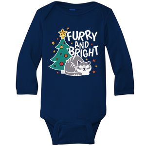 Furry And Bright Funny Cute Christmas Cat Baby Long Sleeve Bodysuit