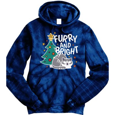 Furry And Bright Funny Cute Christmas Cat Tie Dye Hoodie