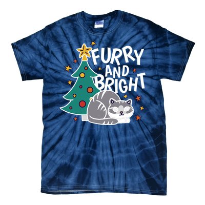 Furry And Bright Funny Cute Christmas Cat Tie-Dye T-Shirt