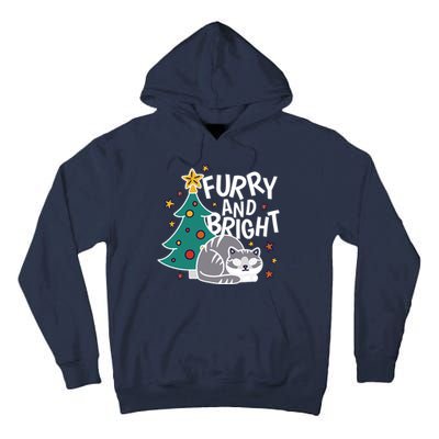 Furry And Bright Funny Cute Christmas Cat Tall Hoodie