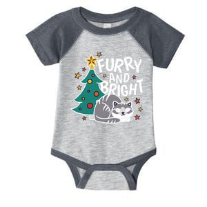 Furry And Bright Funny Cute Christmas Cat Infant Baby Jersey Bodysuit