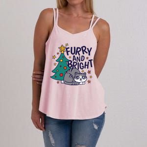 Furry And Bright Funny Cute Christmas Cat Women's Strappy Tank