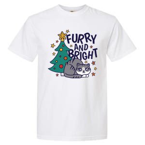 Furry And Bright Funny Cute Christmas Cat Garment-Dyed Heavyweight T-Shirt