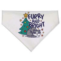 Furry And Bright Funny Cute Christmas Cat USA-Made Doggie Bandana