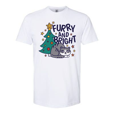 Furry And Bright Funny Cute Christmas Cat Softstyle® CVC T-Shirt