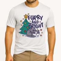 Furry And Bright Funny Cute Christmas Cat Cooling Performance Crew T-Shirt