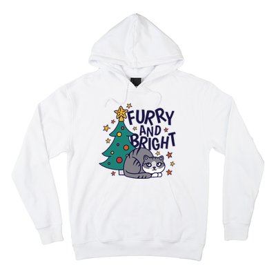 Furry And Bright Funny Cute Christmas Cat Hoodie