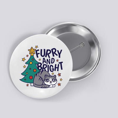 Furry And Bright Funny Cute Christmas Cat Button