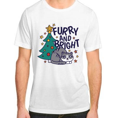 Furry And Bright Funny Cute Christmas Cat Adult ChromaSoft Performance T-Shirt