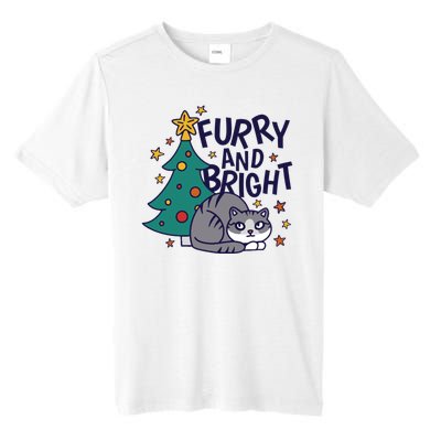 Furry And Bright Funny Cute Christmas Cat Tall Fusion ChromaSoft Performance T-Shirt