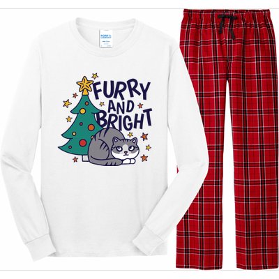 Furry And Bright Funny Cute Christmas Cat Long Sleeve Pajama Set