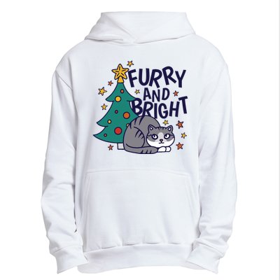 Furry And Bright Funny Cute Christmas Cat Urban Pullover Hoodie